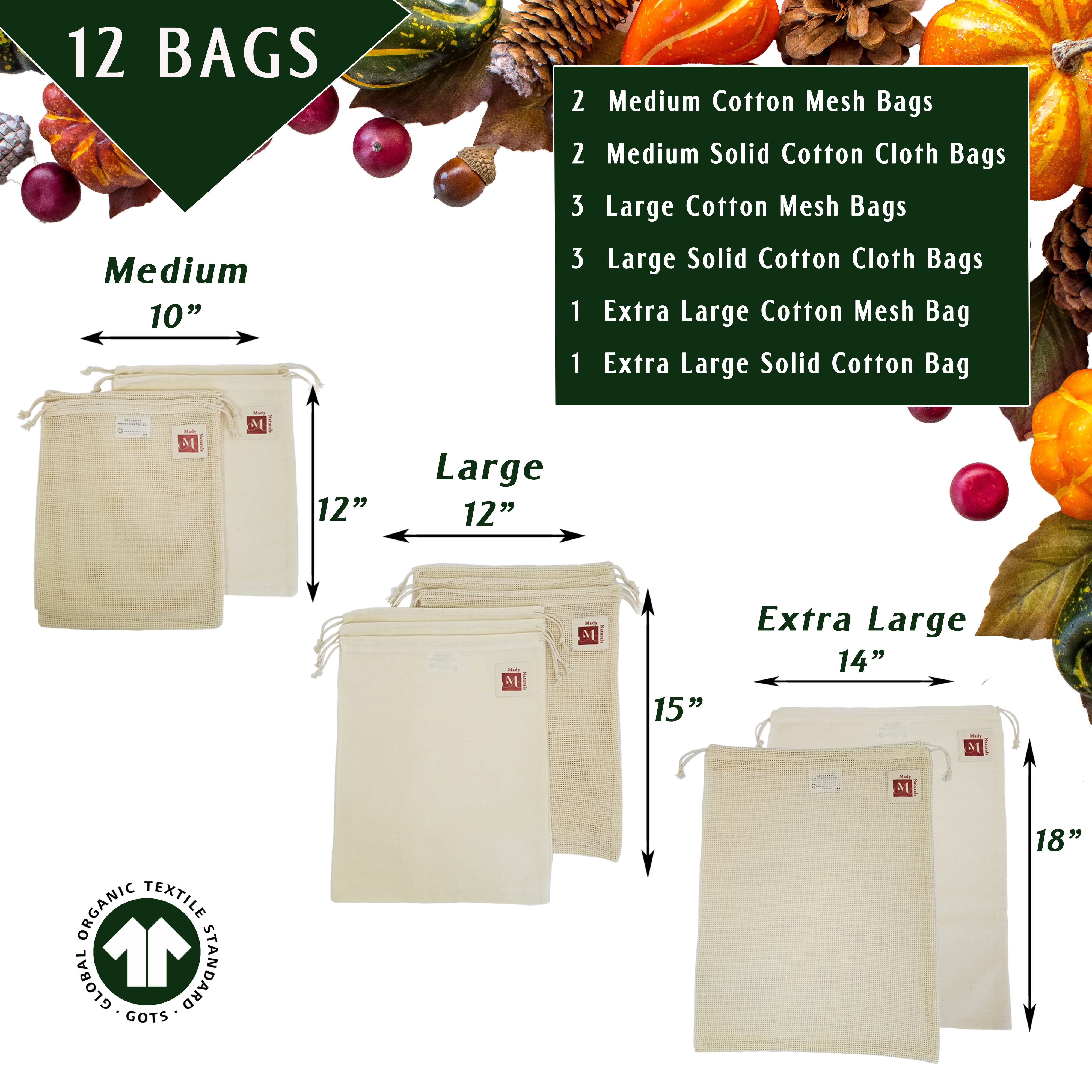 Number of bags and sizes